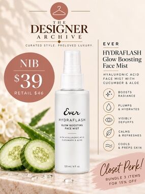 NIB EVER HYDRAFLASH 4-in-1 Glow Boosting Face Mist NIB 4 oz $46 Retail